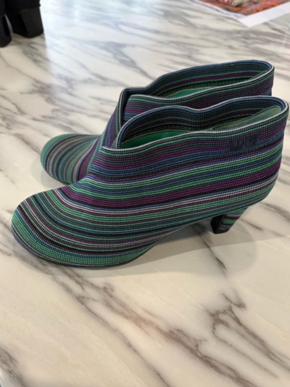 United Nude Fold Hi Multi-Color Striped Ankle Booties Size 6.5, Funky - Picture 9 of 9
